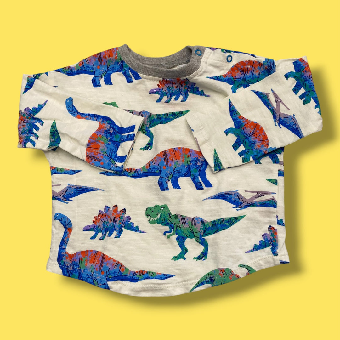 White Hatley Dino Long, 6-9m