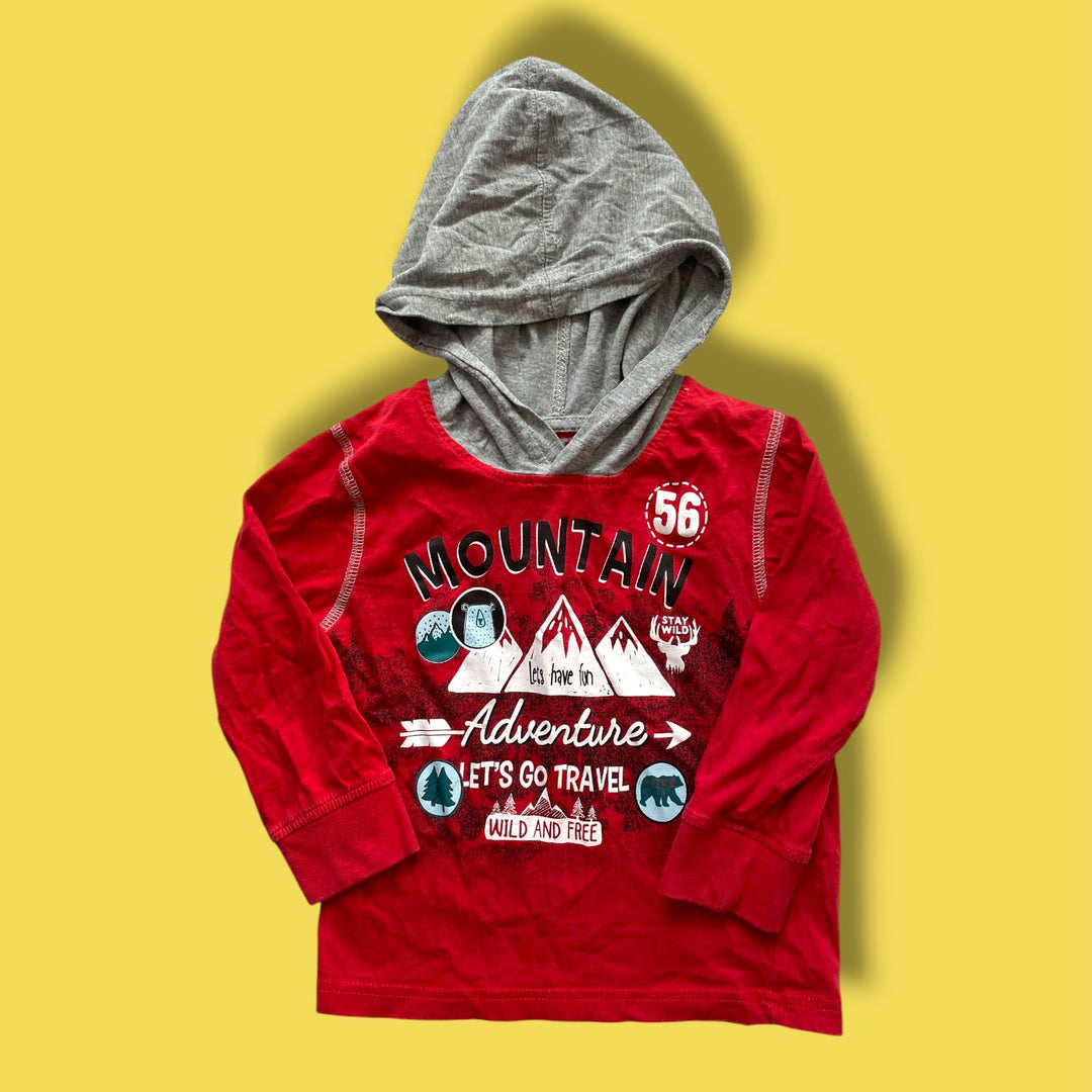 red Monkey Bars hooded long sleeve, 4T