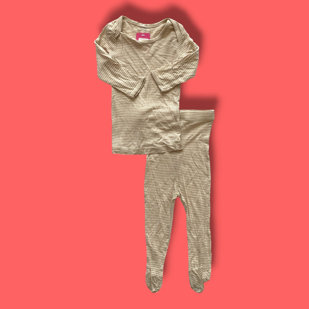 cream Solly baby 2 piece pjs, 3-6m