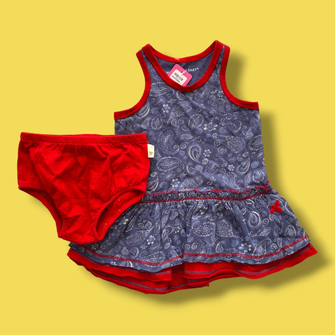 blue burts bees dress, 6-12m
