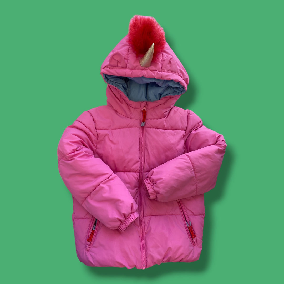 Pink Unicorn Mini Boden Winter Jacket, 6-7Y