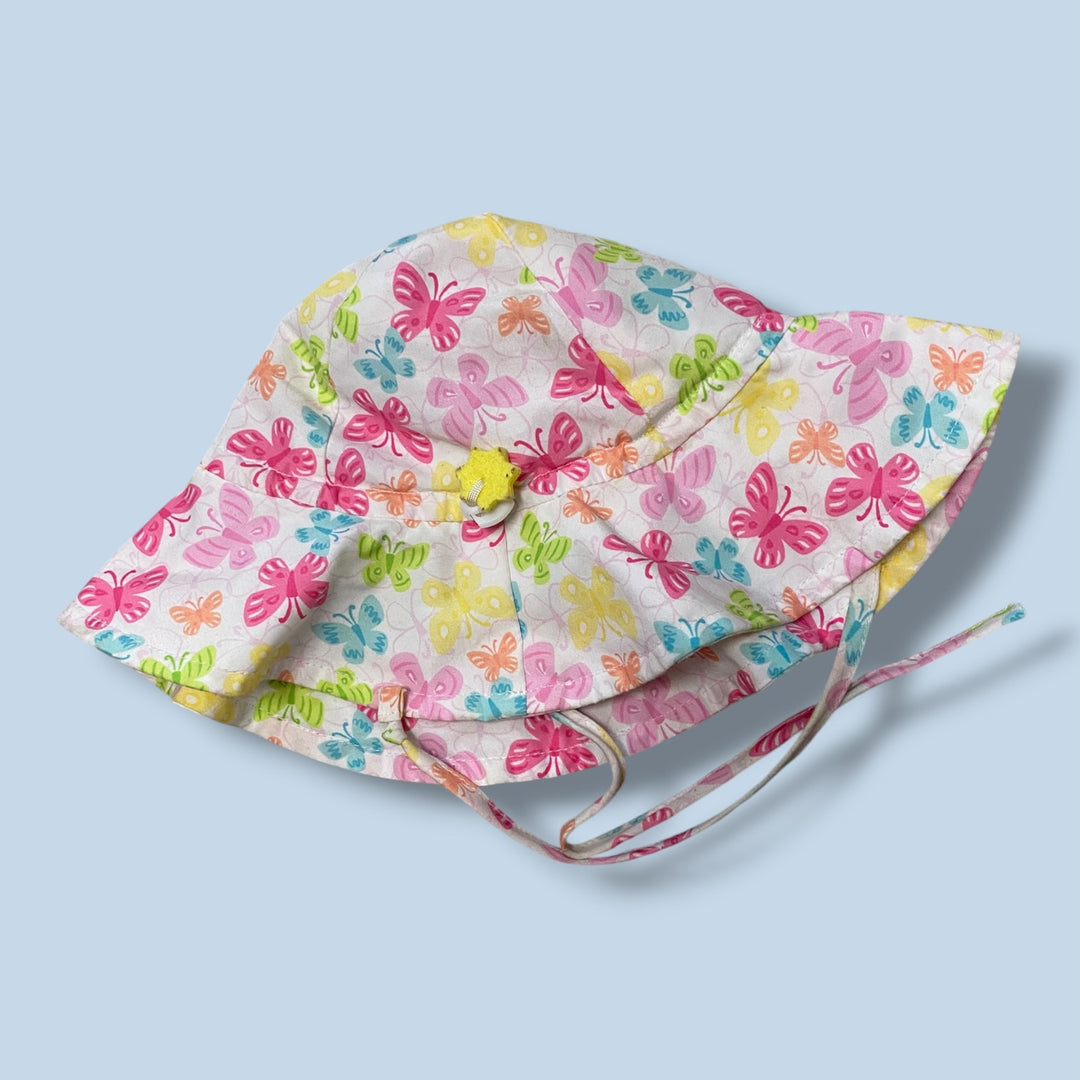 White Green Sprouts Sun Hat, 9-18m
