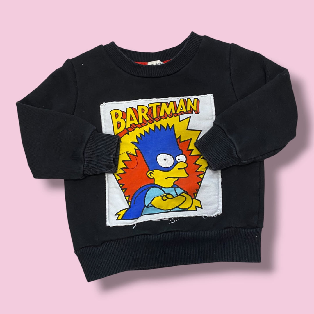Black Bartman Crew Sweater, 3Y