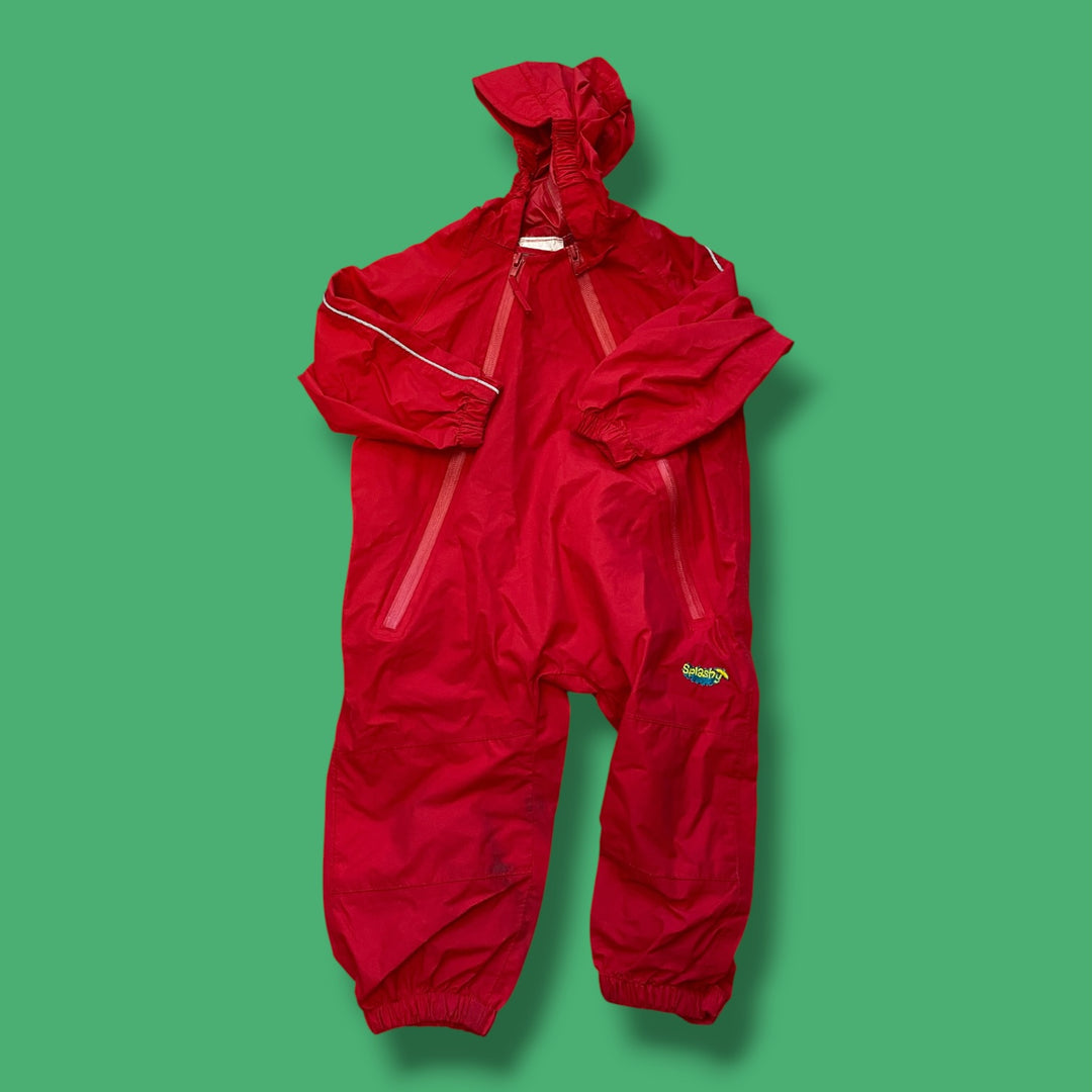 Red Splashy Rainsuit, 18-24m