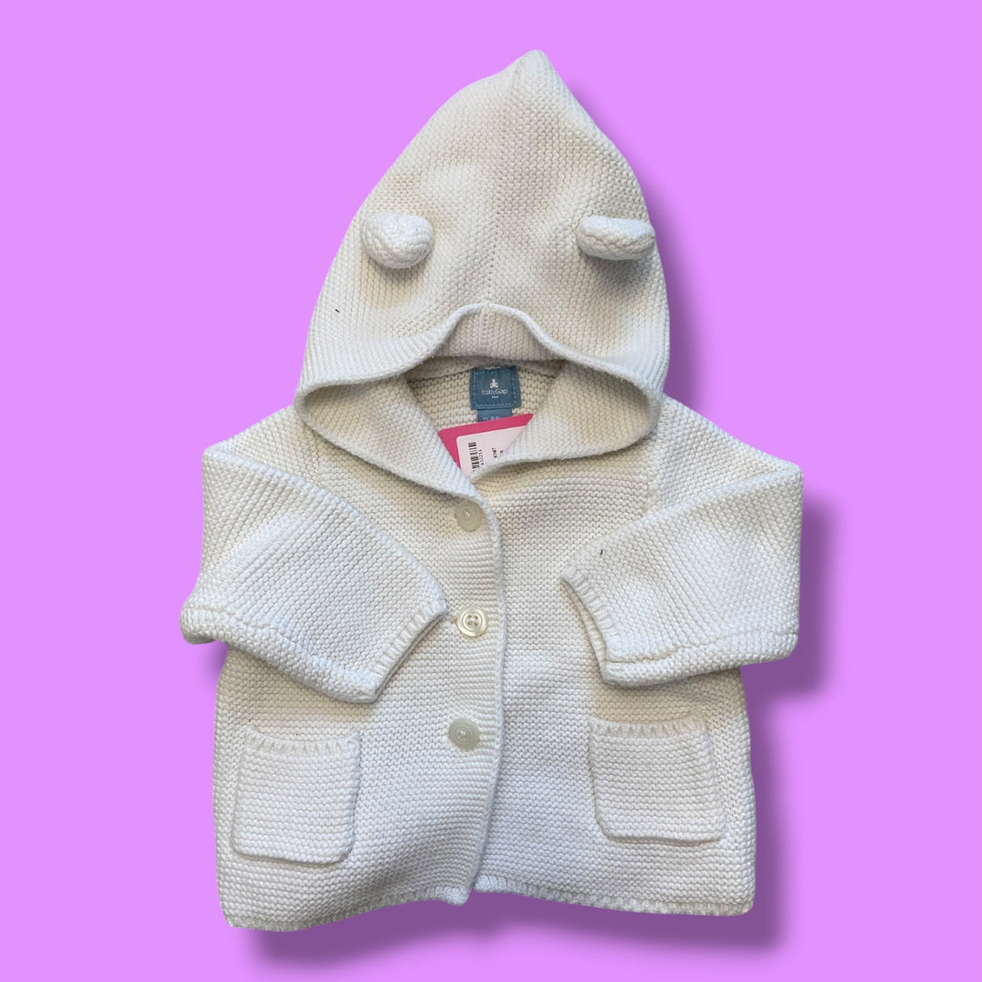 White Gap Knit Sweater, 3-6m