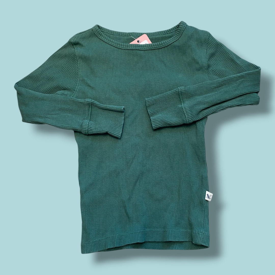green kidly long sleeve, 3/4y