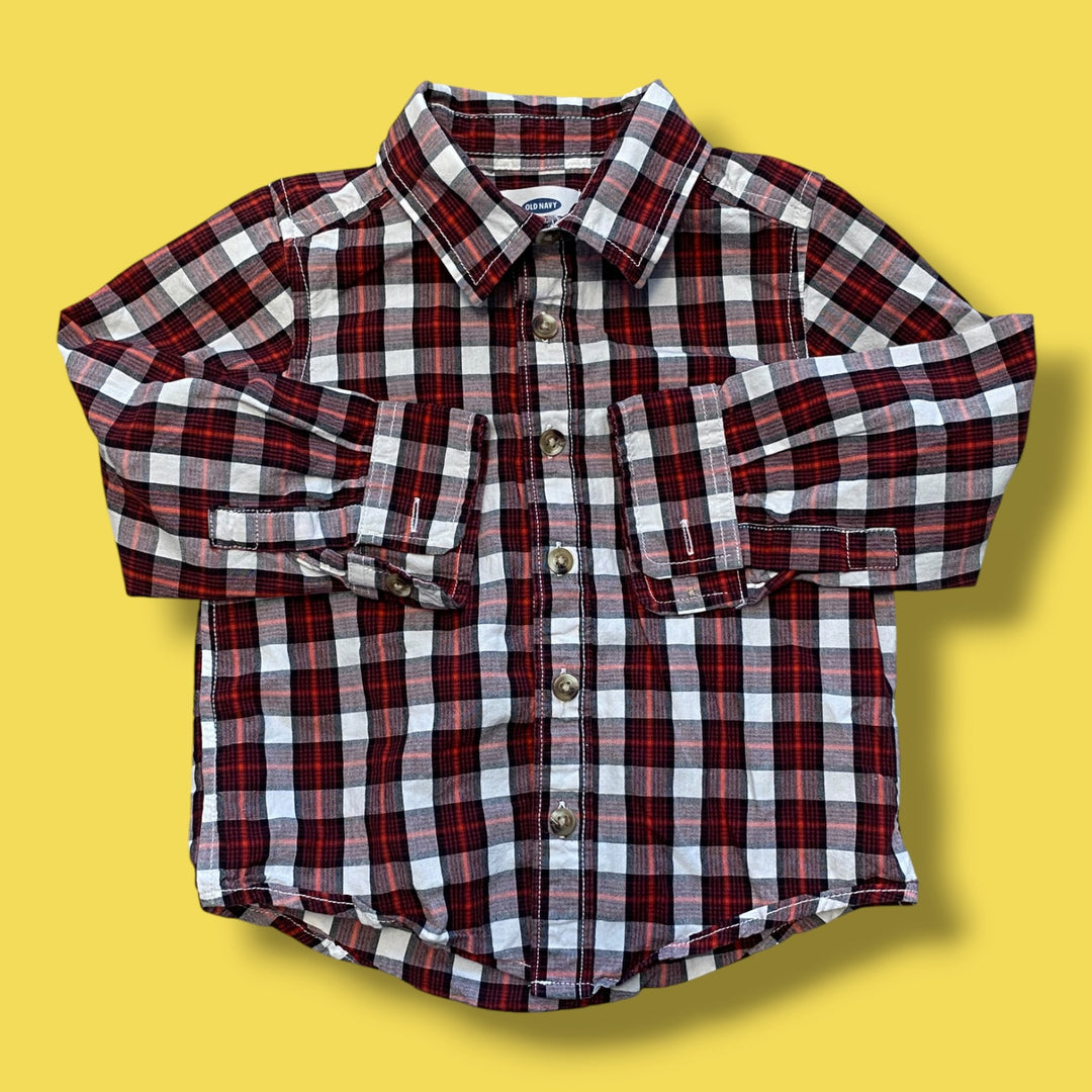 red Old Navy button down, 3t