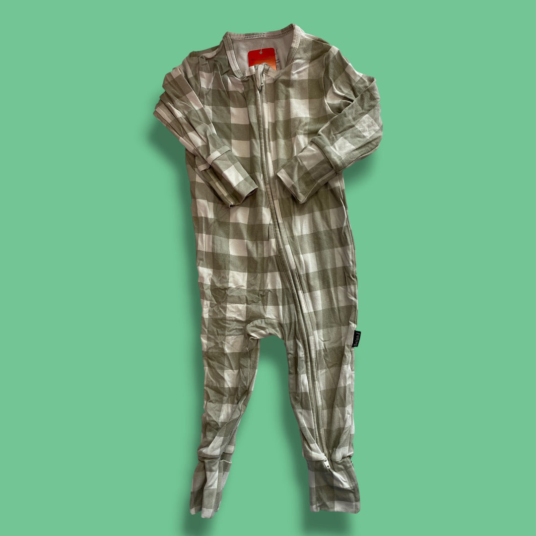 blue belan j checkered bamboo sleeper, 12-18m