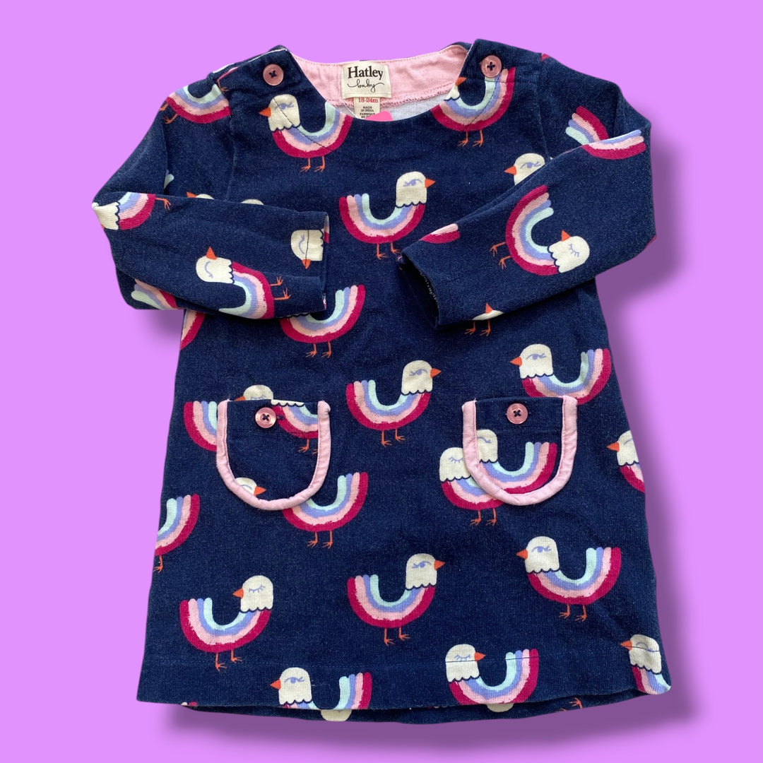 blue Hatley rainbow dress, 18-24m