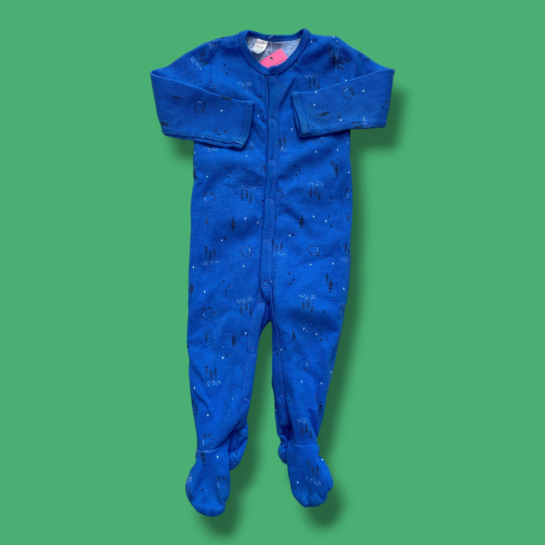 blue Petit Lem forest pattern sleeper, 9m