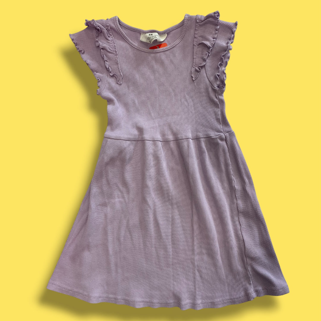 Purple h&amp;m ribbed dress, 5/6y