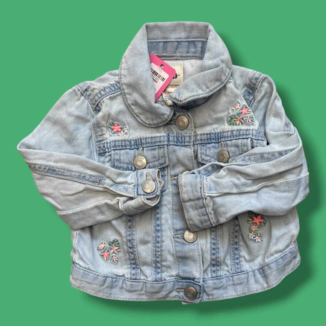 blue Oshkosh embroidered denim jacket , 18m