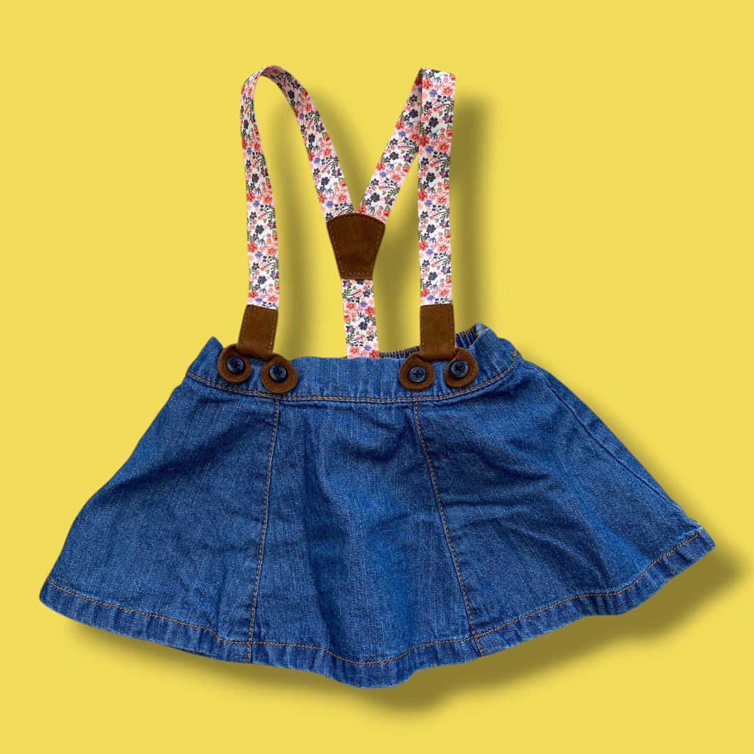 Denim Oshkosh skirt with straps, 6m