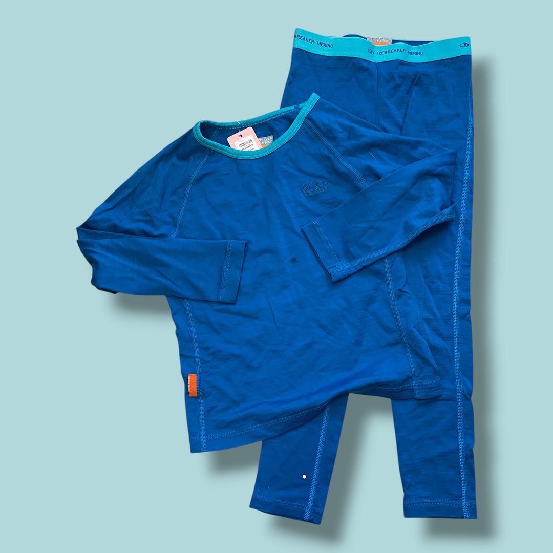 blue icebreaker merino baselayer set, 5/6y