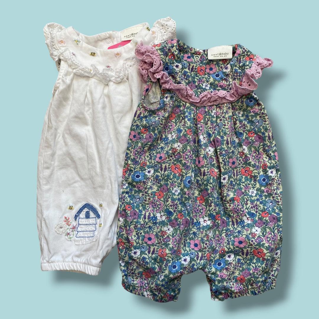 Purple/White Next Romper set of 2, Newborn