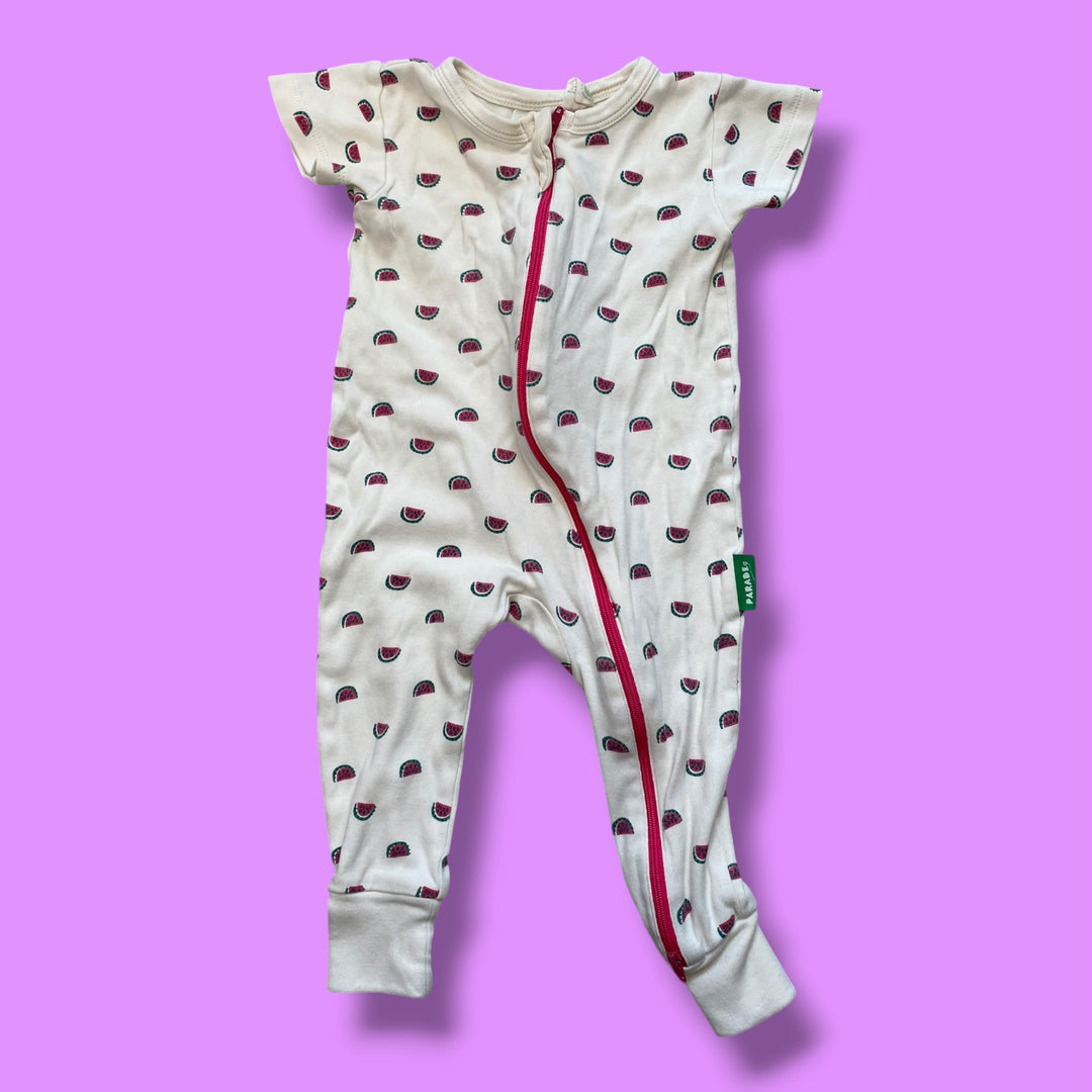 cream Parade Organic watermelon romper, 6-12m