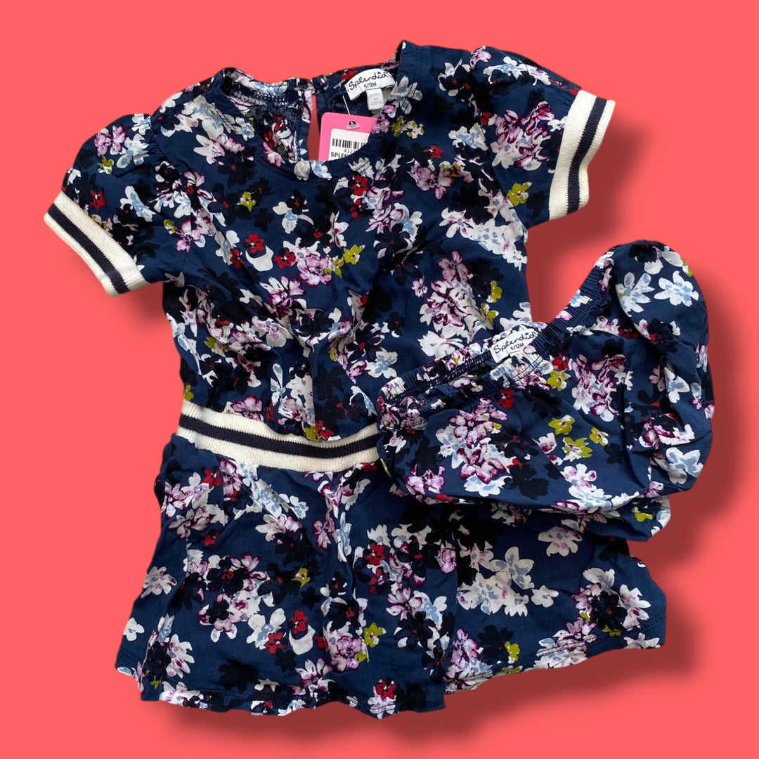 blue Splendid floral dress, 6-12m