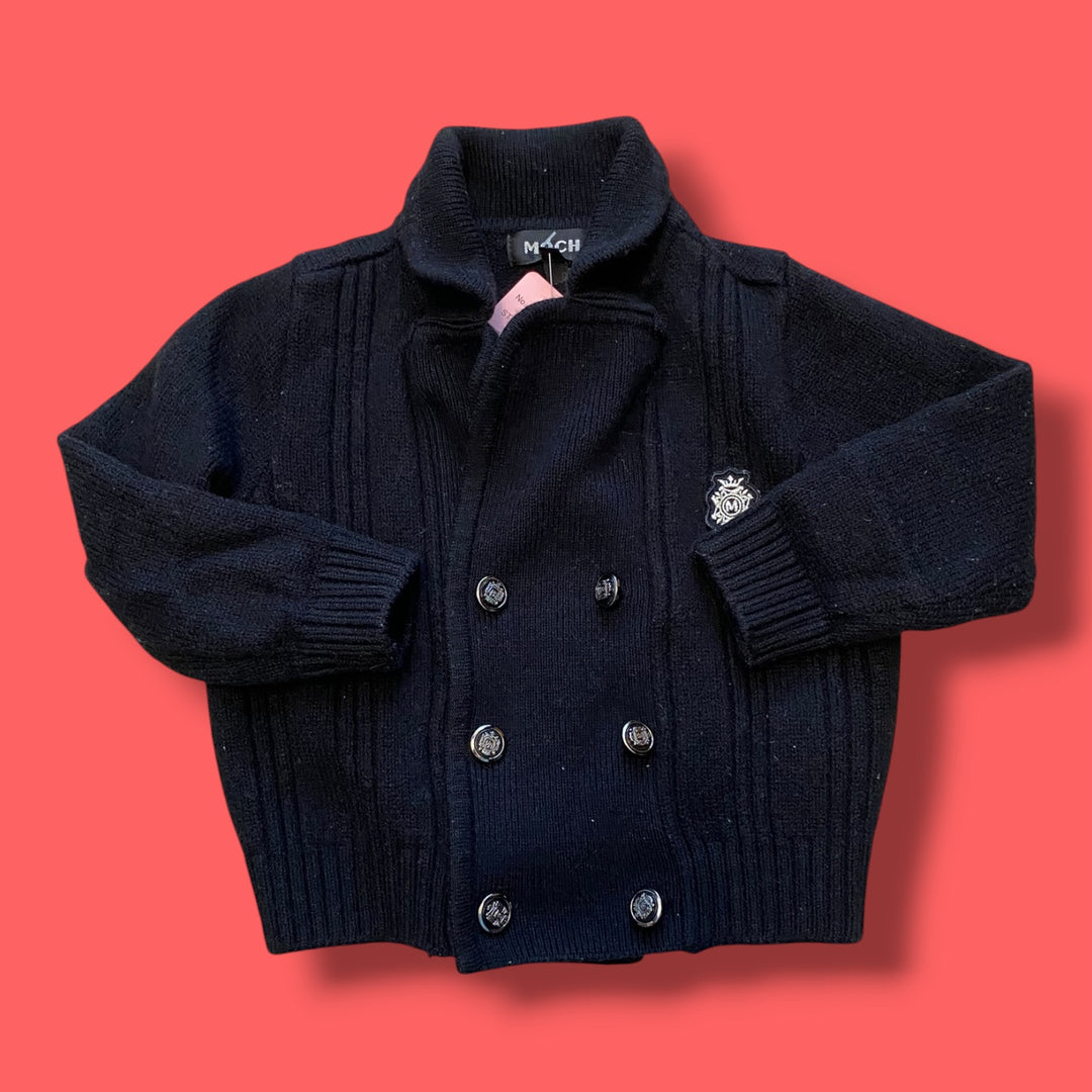 Black Moch Knit Sweater, 2-3Y