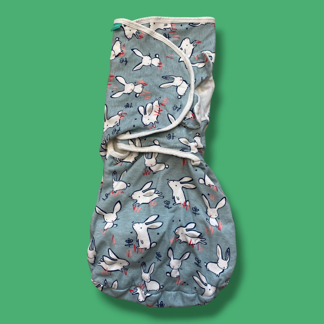 blue Leke Baby bunny swaddle, 6-12m