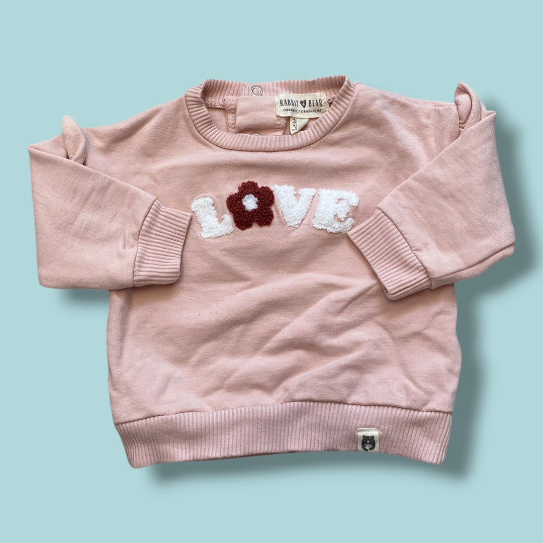 pink Rabbit Bear love sweater, 3-6m