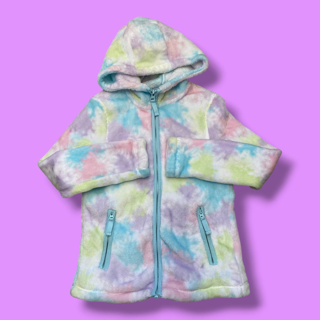 Pink/Yellow LandsEnd Fleece Zip Up, 6-7Y