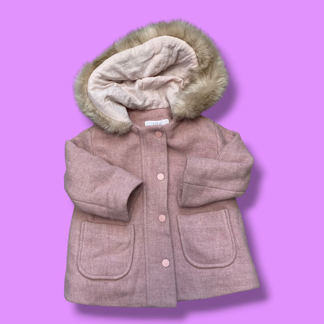Pink Zara Pea Coat, 18-24m