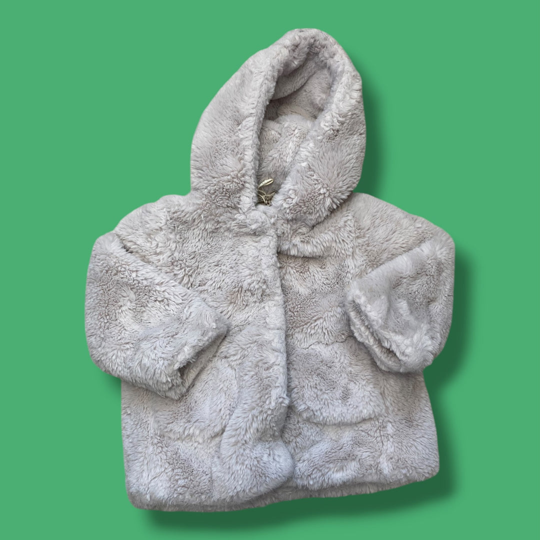 Cream Zara Faux Fur Jacket, 12-18m