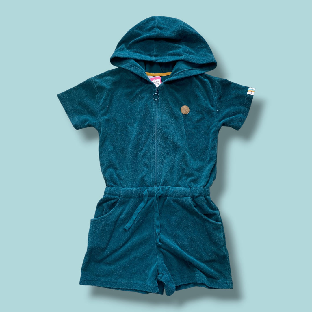 green Souris Mini terry cloth romper, 8Y