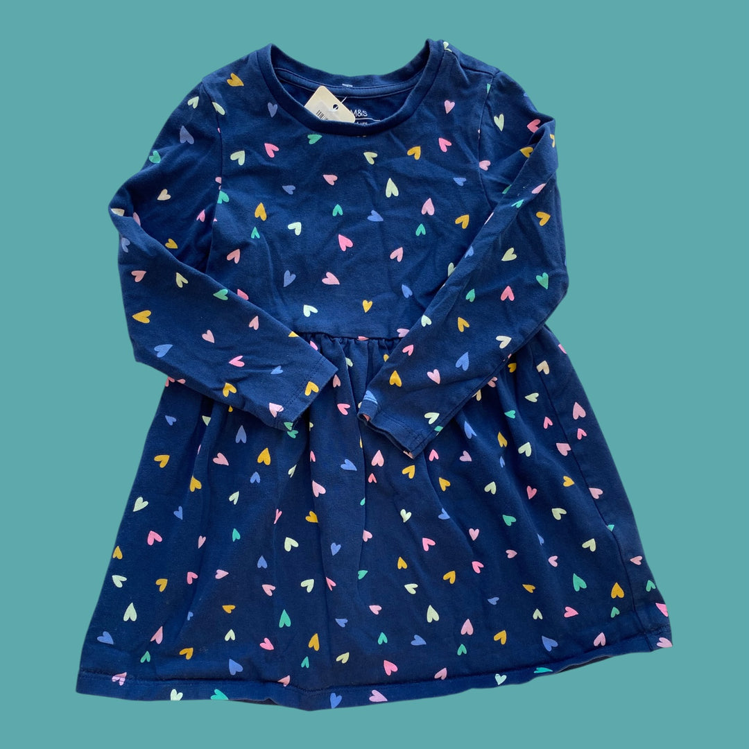 navy M&amp;S heart dress, 3/4y