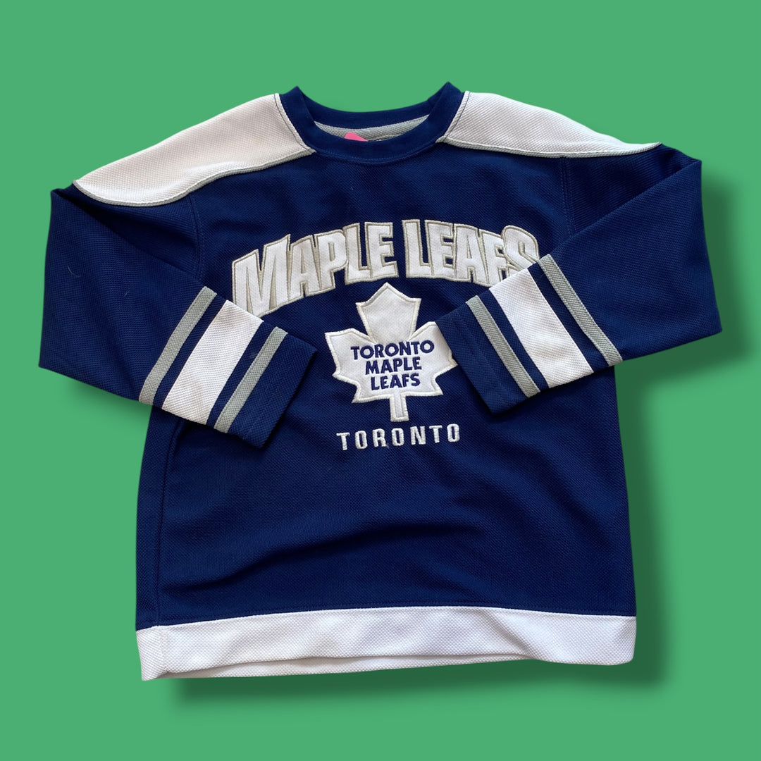 navy maple leafs jersey as is marking, 6Y