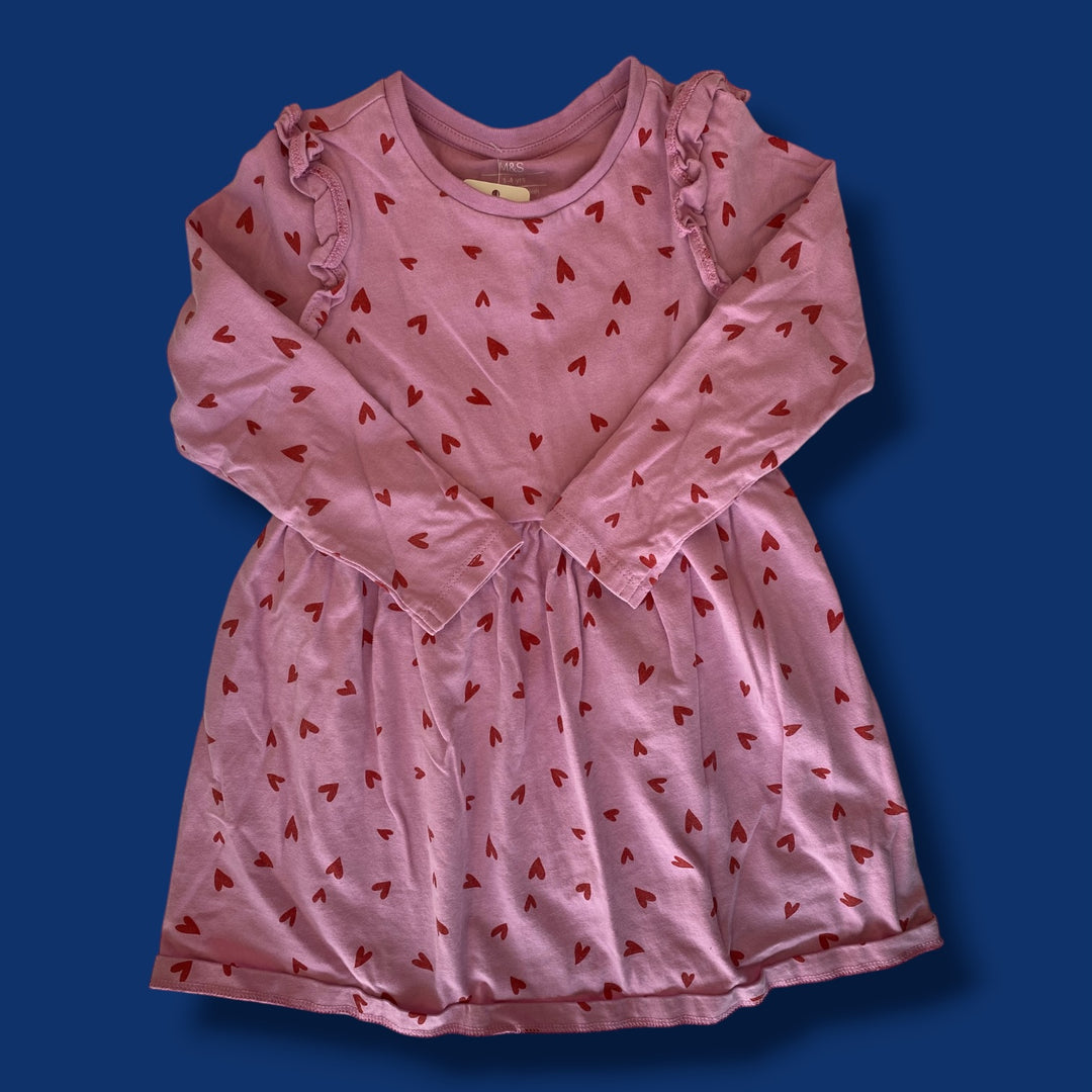 pink M&amp;S heart dress, 3/4y
