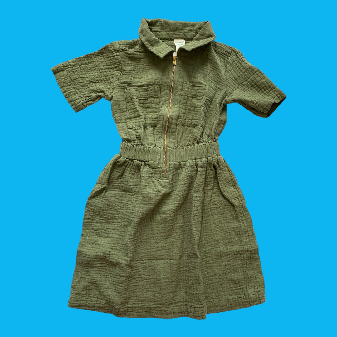 Green thereabouts zip dress, 4/5y