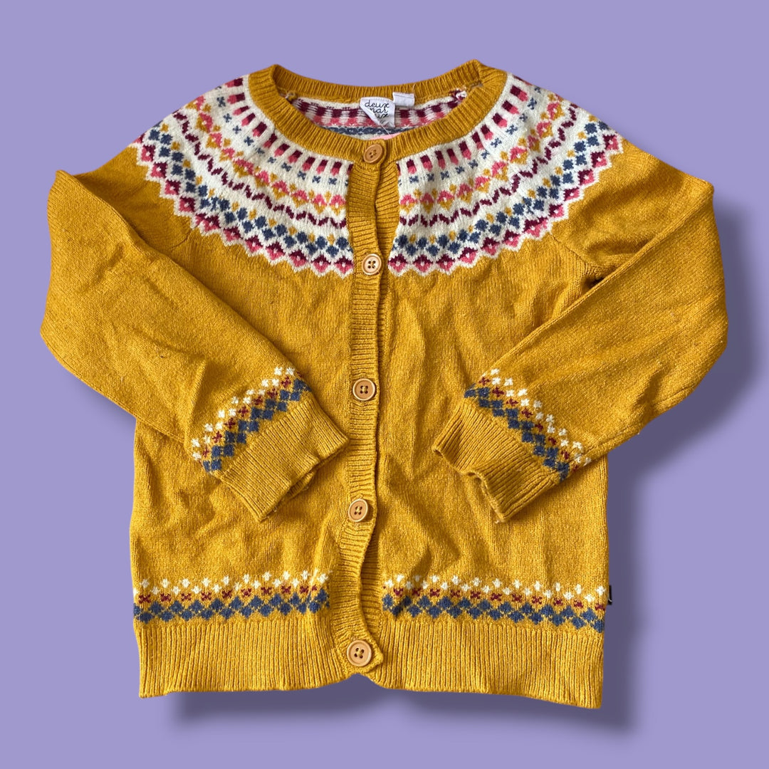 Mustard Yellow Deux par Deux Knit Sweater, 5Y