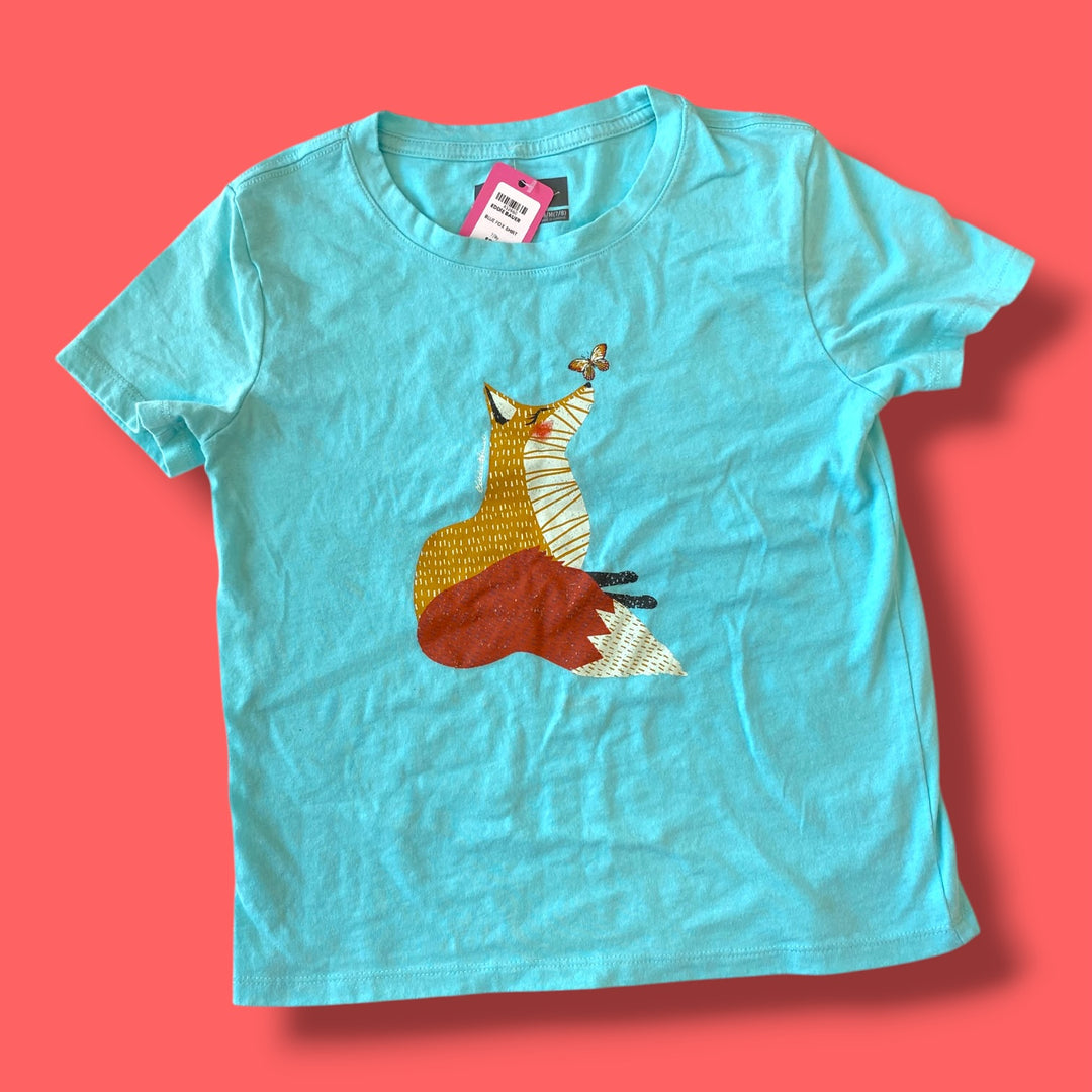 blue eddie bauer fox shirt, 7/8y
