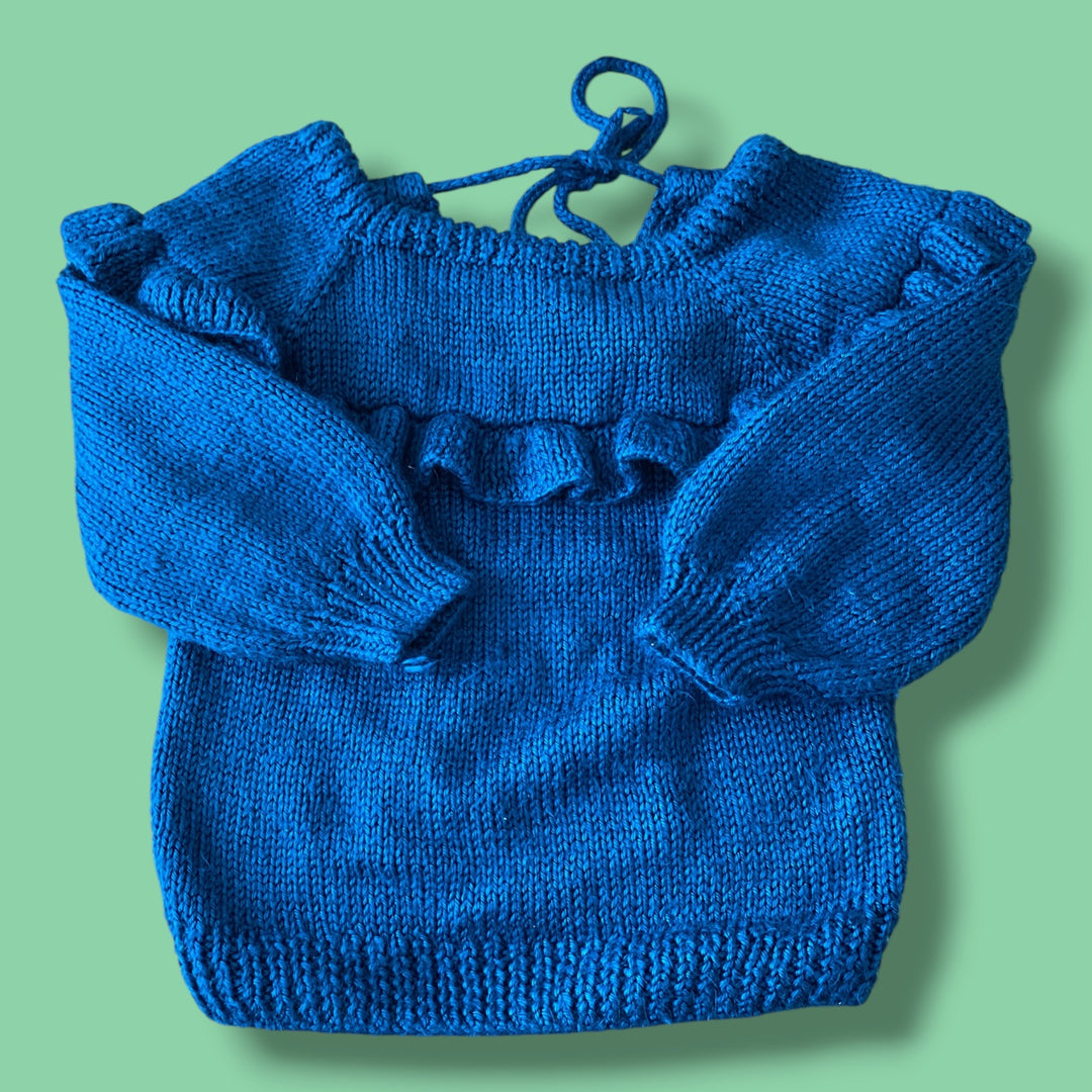 Blue/Green Small Shop Knit Sweater, 5-6Y