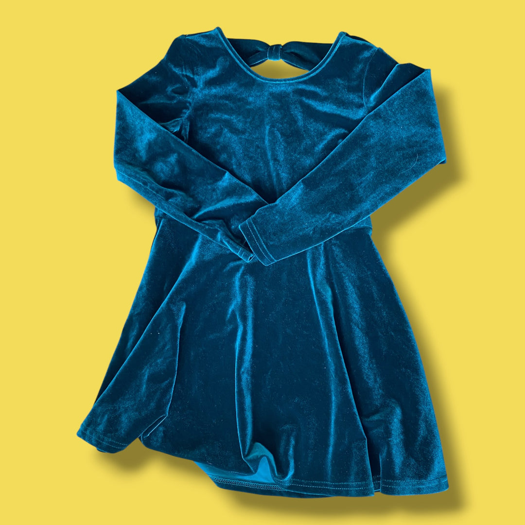 Green H&amp;M Velour Dress, 6-7Y