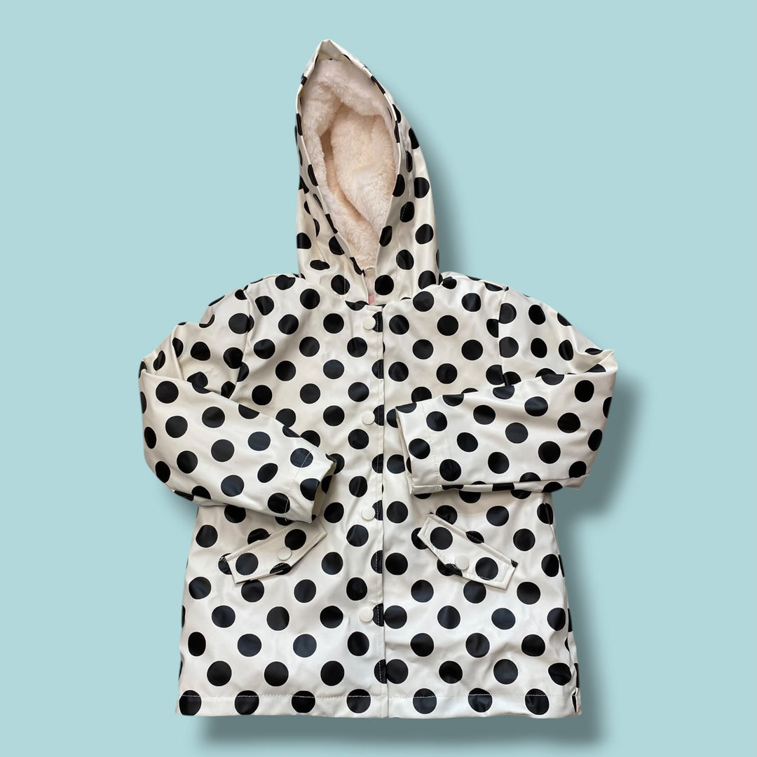 White/Black Live &amp; Lottie Lined Rain Jacket, 4Y