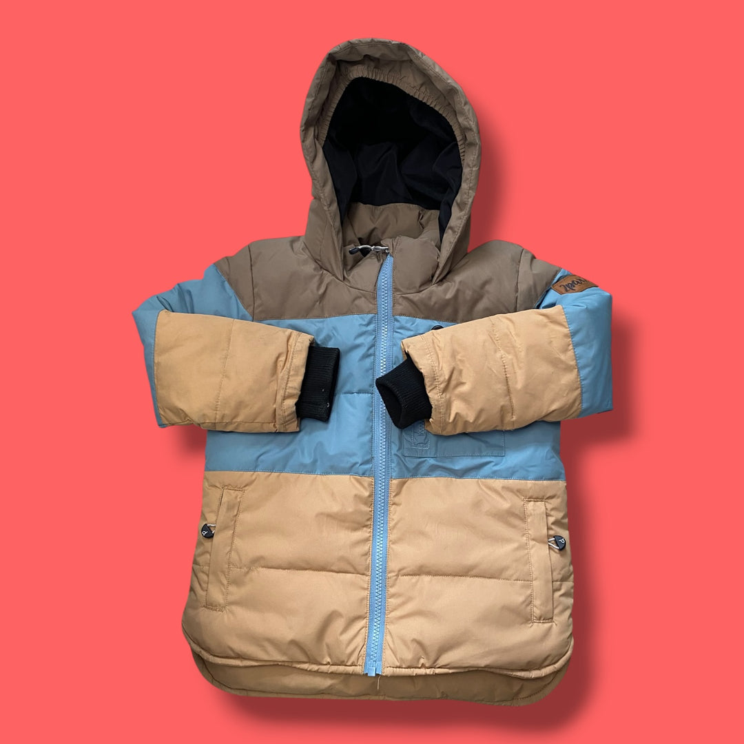 Brown/Blue Deux Par Deux Winter Jacket, 3Y