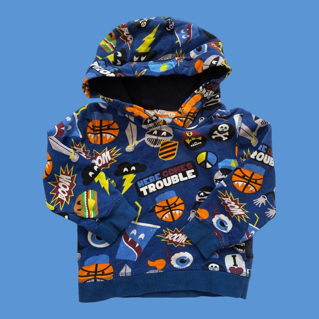 blue h&amp;m cartoon sweatshirt, 2-4y