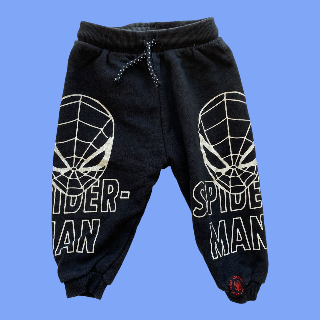 black Zara spiderman joggers, 12-18m