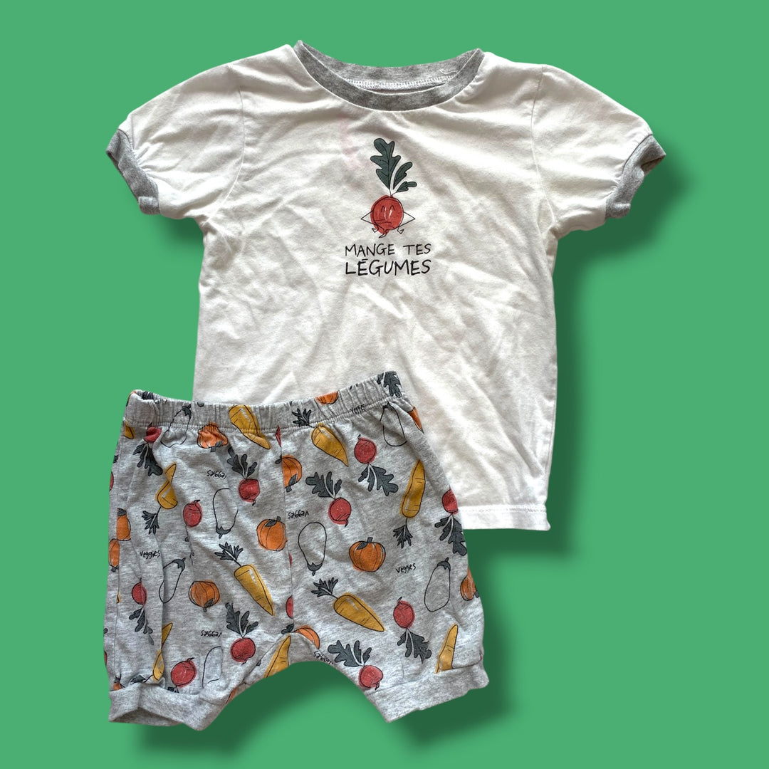 multi Tag mange tes legumes shorts set, 2Y