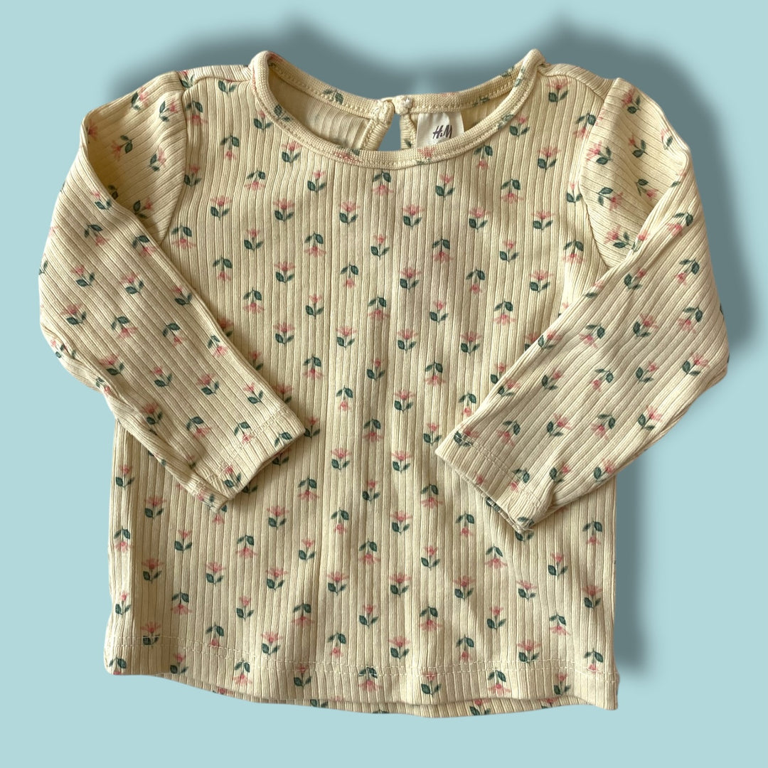 beige H&amp;M floral ribbed long, 6m