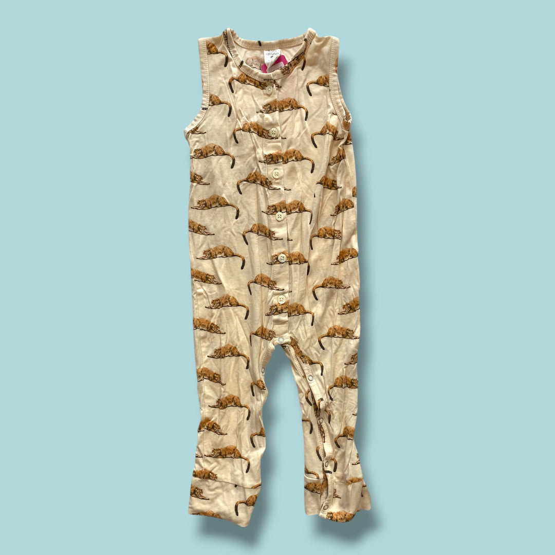 beige Kate Quinn puma sleeveless romper, 18-24m