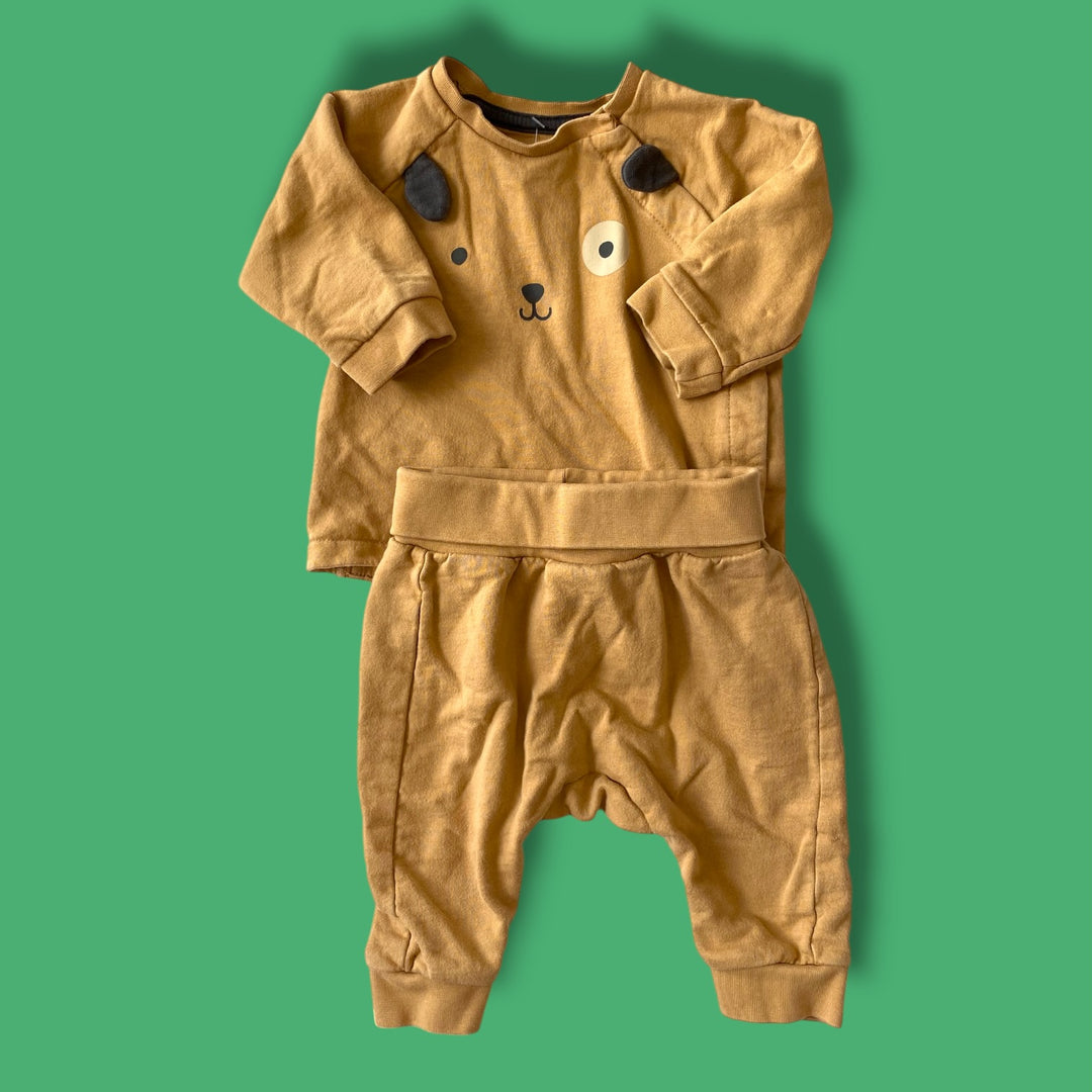 brown H&amp;M puppy set, 2-4m