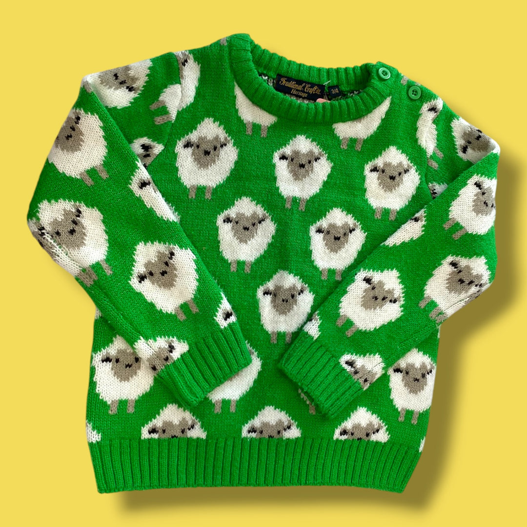 Green Traditional Craft Knit Black, 3-4Y