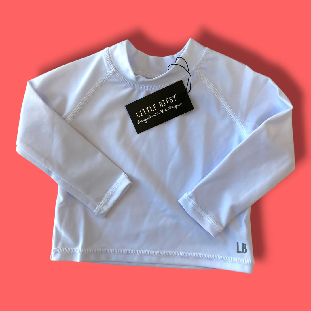 White Little Bipsy NWT Rash Guard, 6-12m