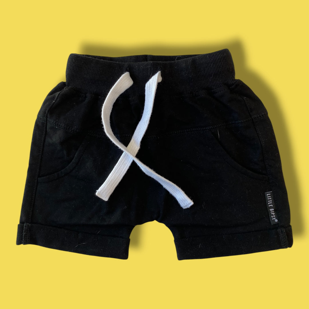 Black Little Bipsy Shorts, 6-12m