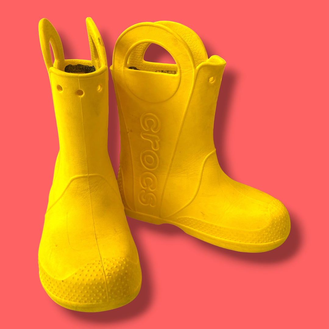 Yellow Crocs Rain Boots, 13.0