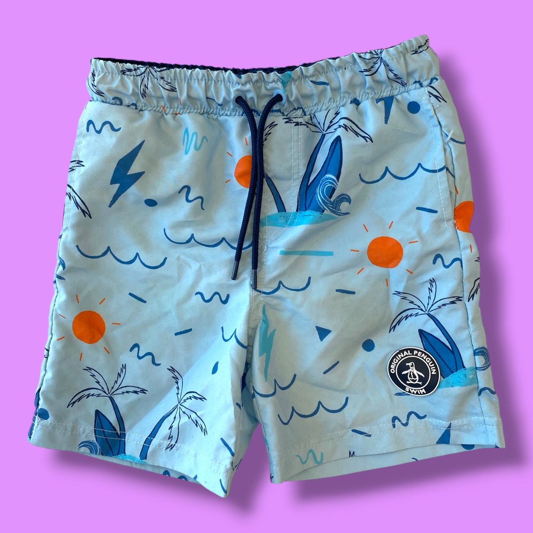 Blue Penguin Swim Shorts, 6Y