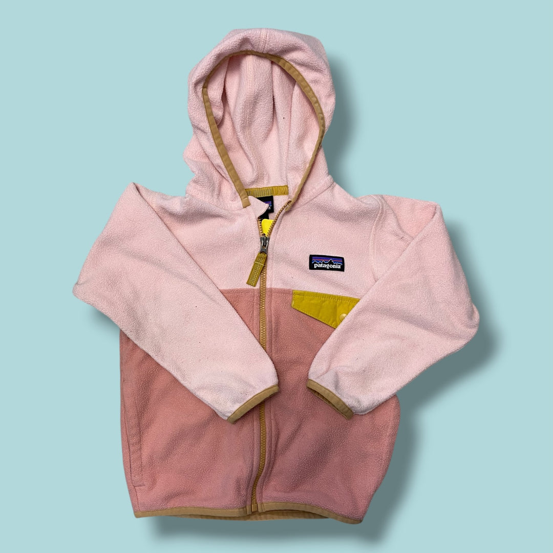 pink Patagonia zip up- mark on sleeve, 3Y